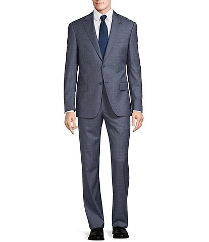 Hart Schaffner Marx New York Modern Fit Flat Front Plaid 2-Piece Suit