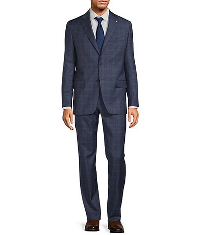 Hart Schaffner Marx New York Modern Fit Flat Front Plaid 2-Piece Suit