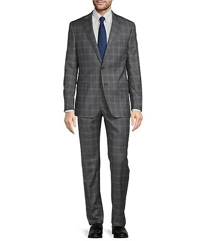 Hart Schaffner Marx New York Modern Fit Flat Front Plaid Pattern 2-Piece Suit