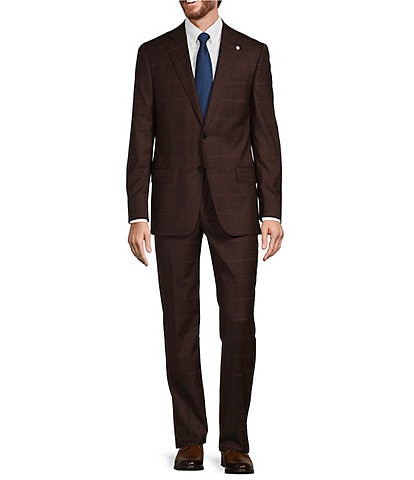 Hart Schaffner Marx New York Modern Fit Flat Front Plaid Pattern 2-Piece Suit