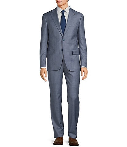 Hart Schaffner Marx New York Modern Fit Flat Front Sharkskin 2-Piece Suit