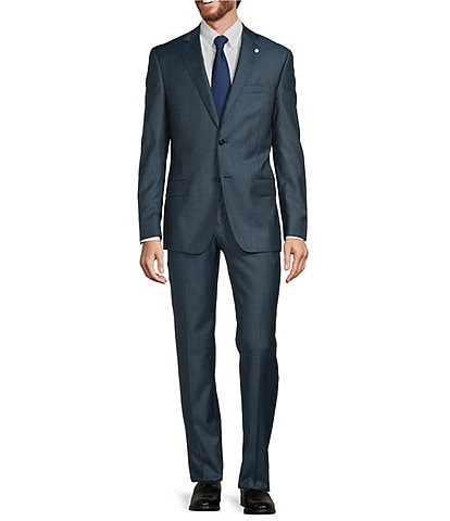 Hart Schaffner Marx New York Modern Fit Flat Front Sharkskin Pattern 2-Piece Suit