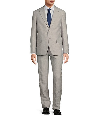 Hart Schaffner Marx New York Modern Fit Flat Front Solid 2-Piece Linen Suit