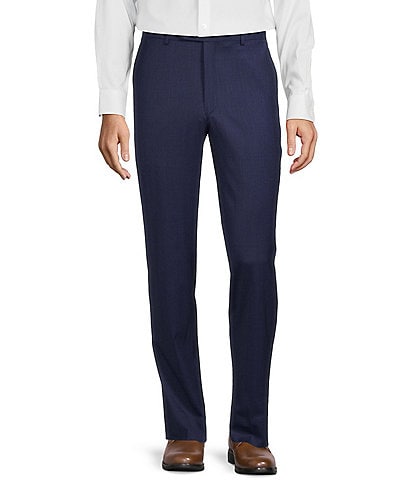 Hart Schaffner Marx New York Modern Fit Flat Front Super Stretch Pre-Tailored Solid Dress Pants