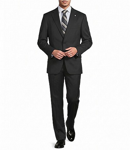 Hart Schaffner Marx New York Modern Fit Flat Front Solid Wool-Blend 2-Piece Suit