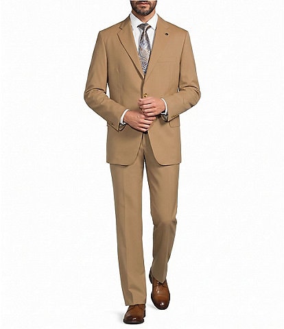 Hart Schaffner Marx New York Modern Fit Flat Front Solid Wool Blend 2-Piece Suit
