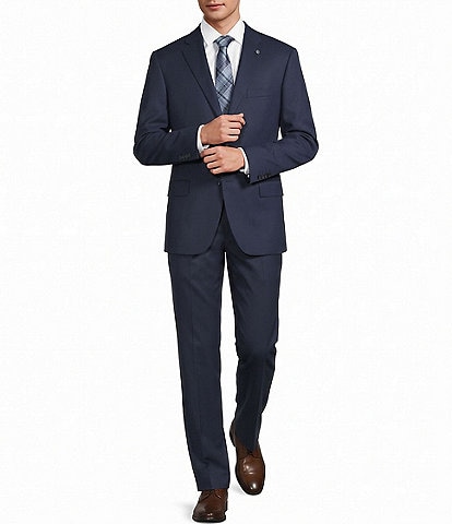 Hart Schaffner Marx New York Modern Fit Flat Front Solid Wool-Blend 2-Piece Suit