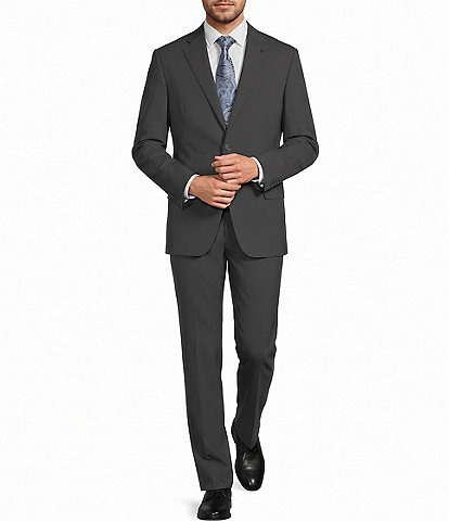 Hart Schaffner Marx New York Modern Fit Flat Front Solid Wool-Blend 2-Piece Suit