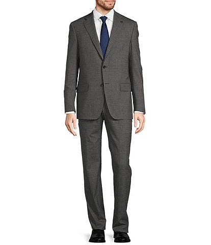 Hart Schaffner Marx New York Modern Fit Flat Front Stripe 2-Piece Suit