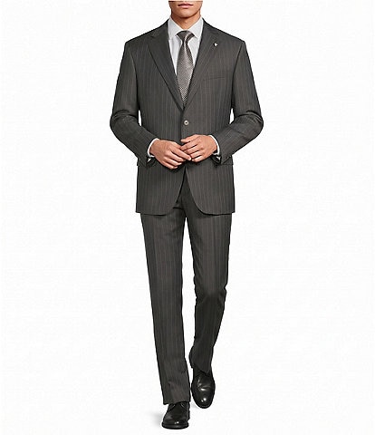 Hart Schaffner Marx New York Modern Fit Flat Front Striped Wool 2-Piece Suit