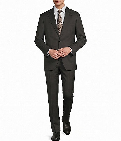 Hart Schaffner Marx New York Modern Fit Flat Front Tonal Plaid Wool 2-Piece Suit