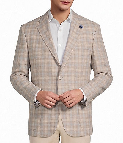 Hart Schaffner Marx New York Modern Fit Plaid Pattern Silk-Blend Sport Coat