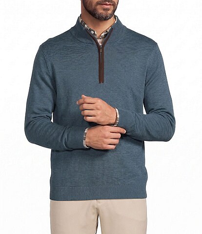 Hart Schaffner Marx Quarter Zip Merino Wool Sweater