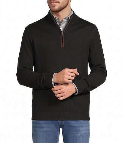 Hart Schaffner Marx Quarter Zip Merino Wool Sweater