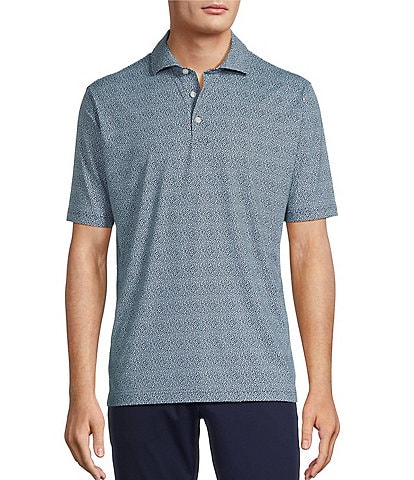 Hart Schaffner Marx Short Sleeve Luxury Performance Leaf Geo Polo Shirt