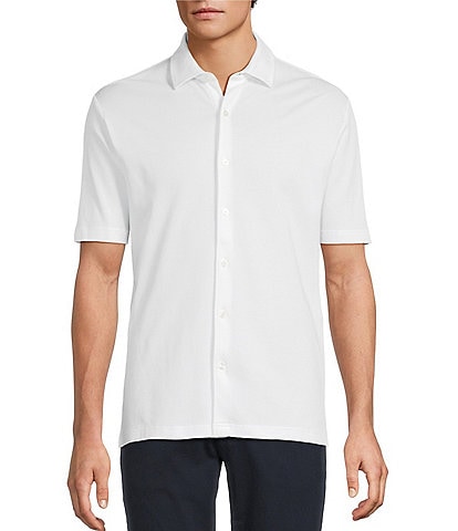 Hart Schaffner Marx Short Sleeve Solid Texture Coat Front Shirt