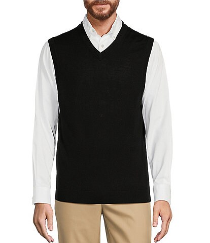 Hart Schaffner Marx Sleeveless V-Neck Merino Wool Sweater Vest