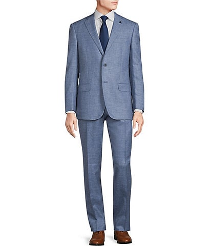 Hart Schaffner Marx Solid Blue Classic Fit Wool Blend 2-Piece Suit