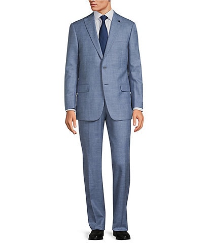 Hart Schaffner Marx Solid Blue Classic Fit Wool Blend 2-Piece Suit 