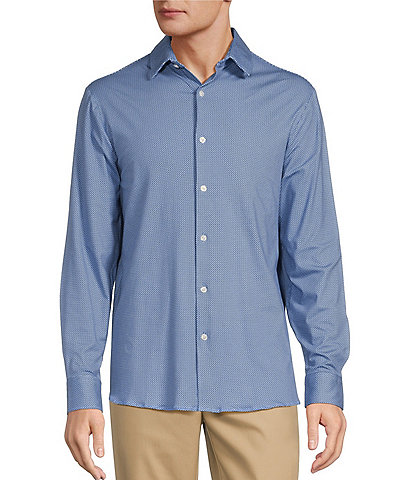 Hart Schaffner Marx State Street Essentials Albini 4FLEX Long Sleeves Mini Tile Spread Collar Coat Front Shirt