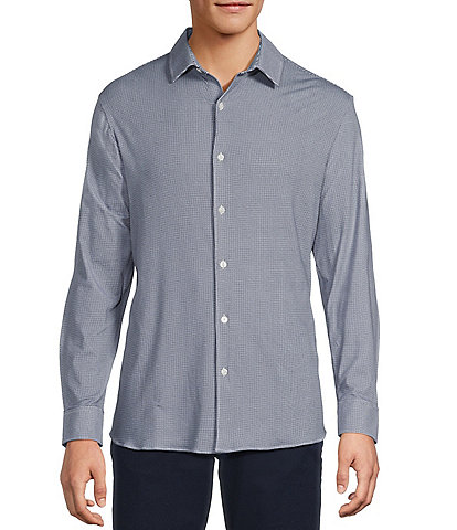 Hart Schaffner Marx State Street Essentials Long Sleeve Houndstooth Albini Knit 4Flex Coat Front Shirt