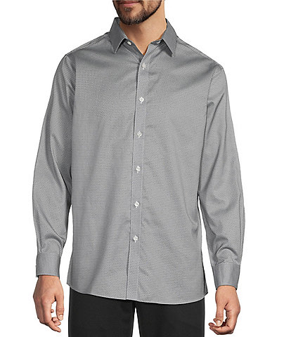 Hart Schaffner Marx State Street Essentials Long Sleeve Micro Geo Print Button Front Shirt