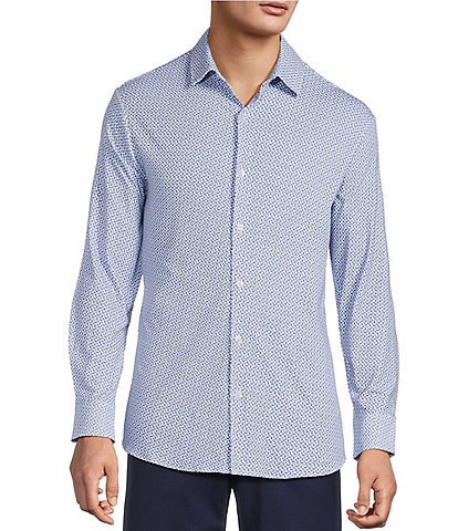 Hart Schaffner Marx State Street Essentials Long Sleeve Paisley Albini Knit 4Flex Coat Front Shirt