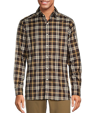 Hart Schaffner Marx The 1887 Club Collection Long Sleeve Spread Collar Multi Plaid Sportshirt