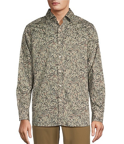 Hart Schaffner Marx The 1887 Club Collection Long Sleeve Spread Collar Paisley Sportshirt