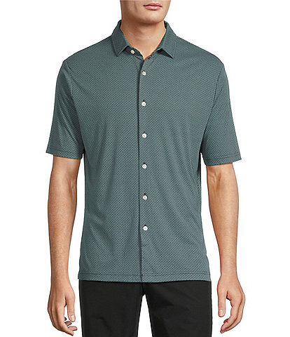 Hart Schaffner Marx The Blueprint Collection Short Sleeve Diamond Geo Print Shirt