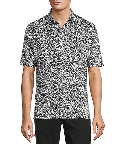 Hart Schaffner Marx The Blueprint Collection Short Sleeve Sketch Floral Print Shirt