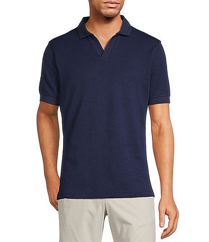 Hart Schaffner Marx The Blueprint Collection Short Sleeve Texture Johnny Collar Shirt