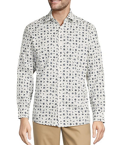 Hart Schaffner Marx The Botanica Collection Long Sleeve Spread Collar Albini Whimsical Floral Sport Shirt