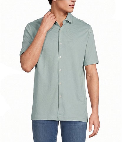 Hart Schaffner Marx The Resort Reserve Collection Short Sleeve Textured Button Front Shirt