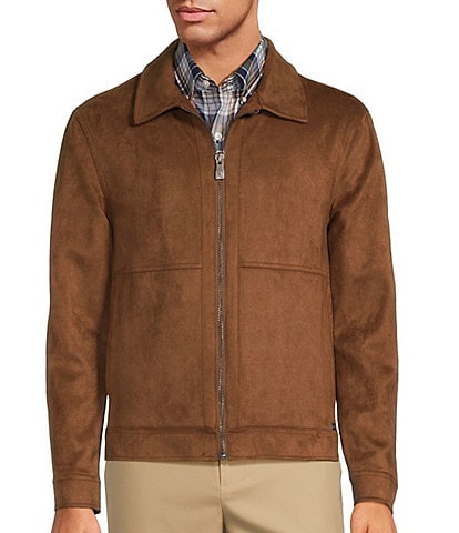 Roundtree & Yorke Button Front Suede Bomber Jacket