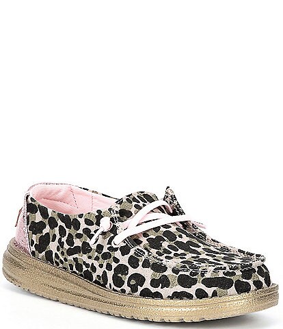HEYDUDE Girls' Wendy Leopard Printed Washable Slip-Ons (Youth)