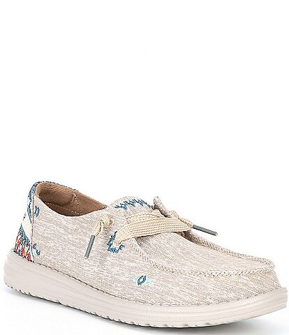 Hey Dude Women's Wendy Chambray Printed Detail Washable Slip-Ons