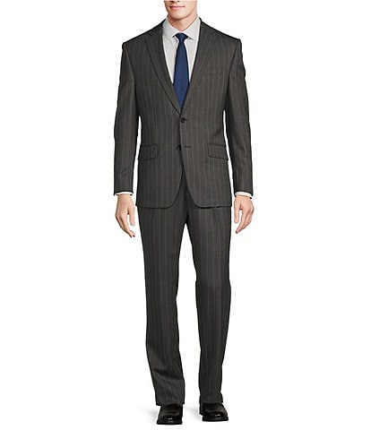 Hickey Freeman Classic Fit 2-Reverse Pleat Stripe Pattern 2-Piece Suit