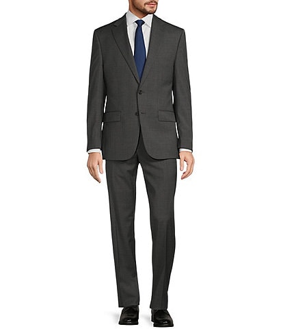 Hickey Freeman Classic Fit Flat Front Mini Grid Pattern 2-Piece Suit