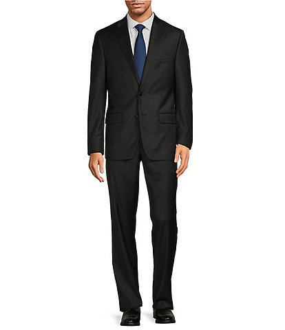 Hickey Freeman Classic Fit Flat Front Mini Grid Pattern 2-Piece Suit