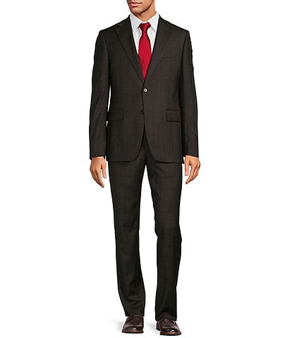 Hickey Freeman Classic Fit Flat Front Plaid Pattern 2-Piece Suit