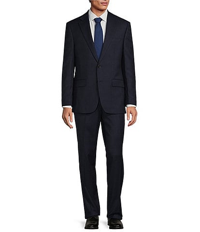 Hickey Freeman Classic Fit Flat Front Plaid Pattern 2-Piece Suit