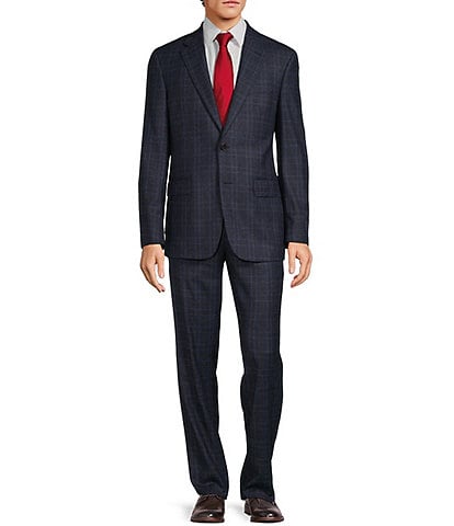 Hickey Freeman Classic Fit Flat Front Plaid Pattern 2-Piece Suit