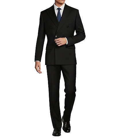 Hickey Freeman Classic Fit Flat Front Double-Breasted Solid Pattern 2-Piece Suit