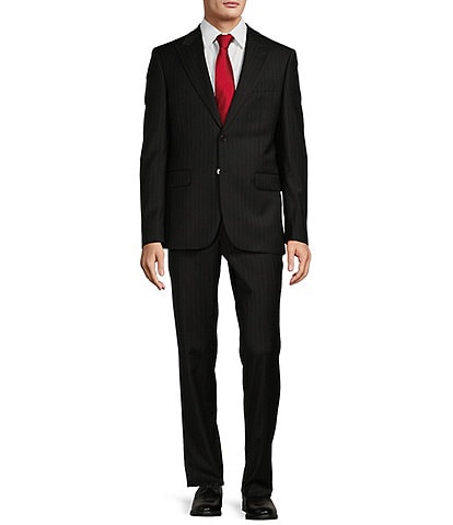 Hickey Freeman Classic Fit Flat Front Stripe Pattern 2-Piece Suit