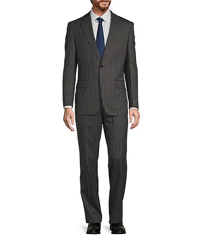 Hickey Freeman Classic Fit Flat Front Stripe Pattern 2-Piece Suit