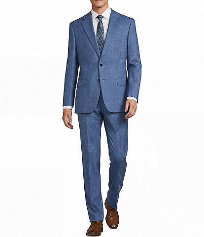 Hickey Freeman Classic Fit Flat Front Windowpane 2-Piece Suit