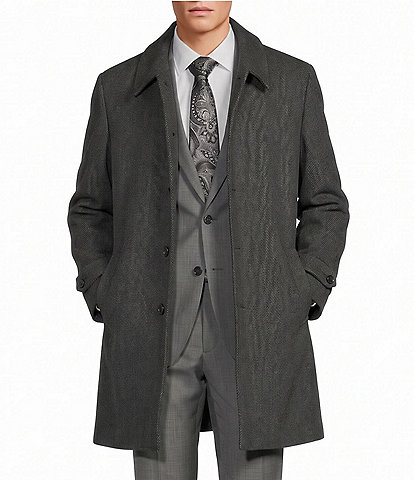 Hickey Freeman Herringbone Single Breasted Topcoat