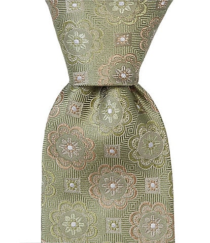 Hickey Freeman Large Medallion Print Traditional Silk Tie