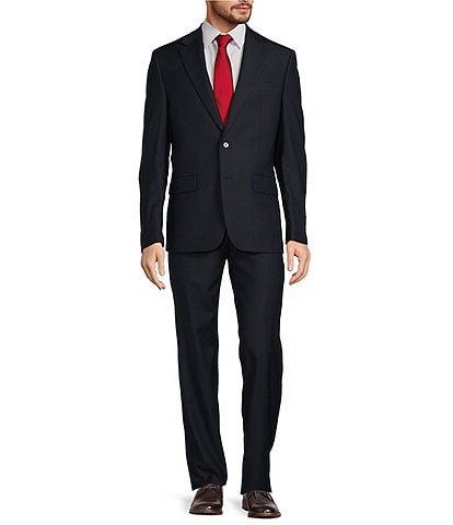 Hickey Freeman Modern Fit Flat Front Mini Check Pattern 2-Piece Suit